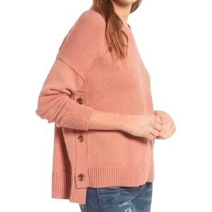 Madewell Womens Brownstone Sweater With Side Button Detail In Dusty Clay Size M